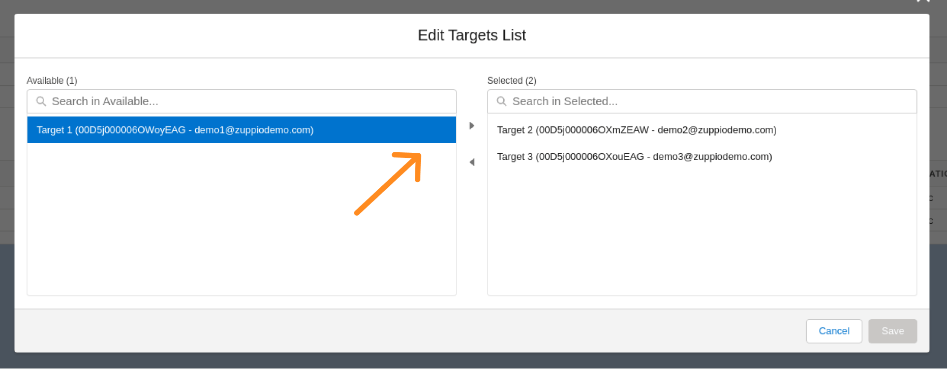 HOW TO ADD TARGET ORG TO JOB?